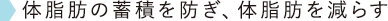 体脂肪の蓄積を防ぎ、体脂肪を減らす